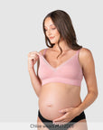 Hotmilk Caress FlexFit Nursing Bra in Petal Pink – three-quarter view, soft maternity nursing bra with gentle support