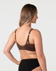 Hotmilk My Necessity 2.0 FlexFit Nursing Bra in Chocolate – nursing clip detail, easy one-handed breastfeeding access