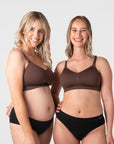 Hotmilk My Necessity 2.0 FlexFit Nursing Bra in Chocolate Busty – lifestyle shot, comfortable wirefree nursing bra for pregnancy and postpartum