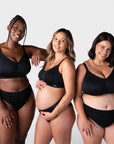Hotmilk My Everyday FlexFit Nursing Bra in Black Busty – three-quarter view, recycled nylon nursing bra with full cup support