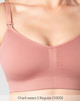 Hotmilk My Necessity 2.0 FlexFit Nursing Bra in Sunrise – close up of fabric, soft recycled nylon maternity nursing bra