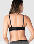 Hotmilk Forever Yours T-Shirt Nursing Bra in Black – racerback view, maternity nursing bra with convertible straps