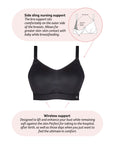 Hotmilk My Everyday FlexFit Nursing Bra in Black Busty – lifestyle shot, everyday wirefree nursing bra for postpartum
