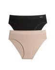 Hotmilk My Necessity Seamless Bikini Brief in Black and Frappe – worn view, soft stretch pregnancy underwear 2-pack