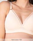 Close up of Ambition T-shirt Wirefree Contour Nursing Bra in Shell 