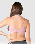 Hotmilk Caress FlexFit Nursing Bra in Petal Pink – nursing clip close-up, easy one-handed breastfeeding access for new mamas
