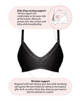 Technical features of Caress Bamboo Wirefree Nursing Bra in Black