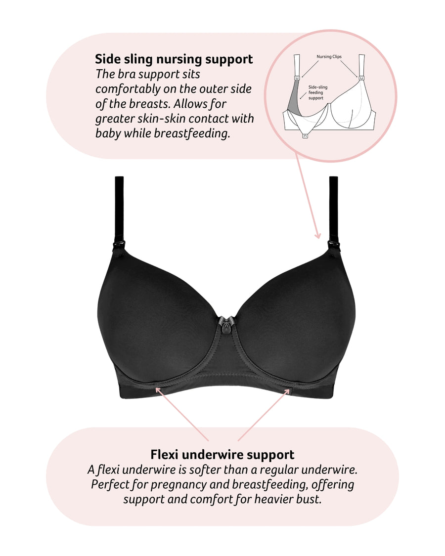 Technical features of Forever Yours Flexiwire Contour Nursing Bra in Black