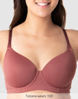 Close up of Forever Yours Contour Flexi underwire T-shirt Nursing Bra in Spice