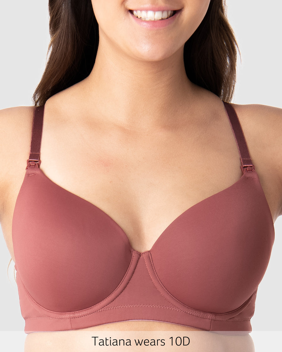 Close up of Forever Yours Contour Flexi underwire T-shirt Nursing Bra in Spice