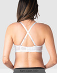 Straps worn racerback on Forever Yours Contour T-shirt Nursing Bra in White