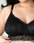 Close up of Heroine Wirefree Maternity Bralette in Black