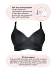 Technical features on Infinite Wirefree Contour Nursing Bra in Black