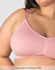 Close up of My Necessity Wirefree Busty Nursing Bra in Blush