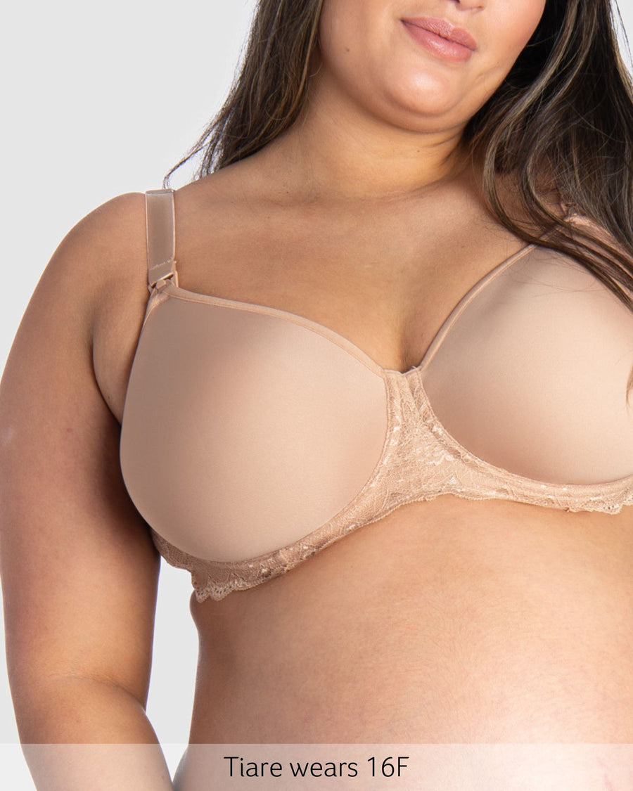 Close up of Obsession Contour Nursing Bra with Flexi Underwire in Almond
