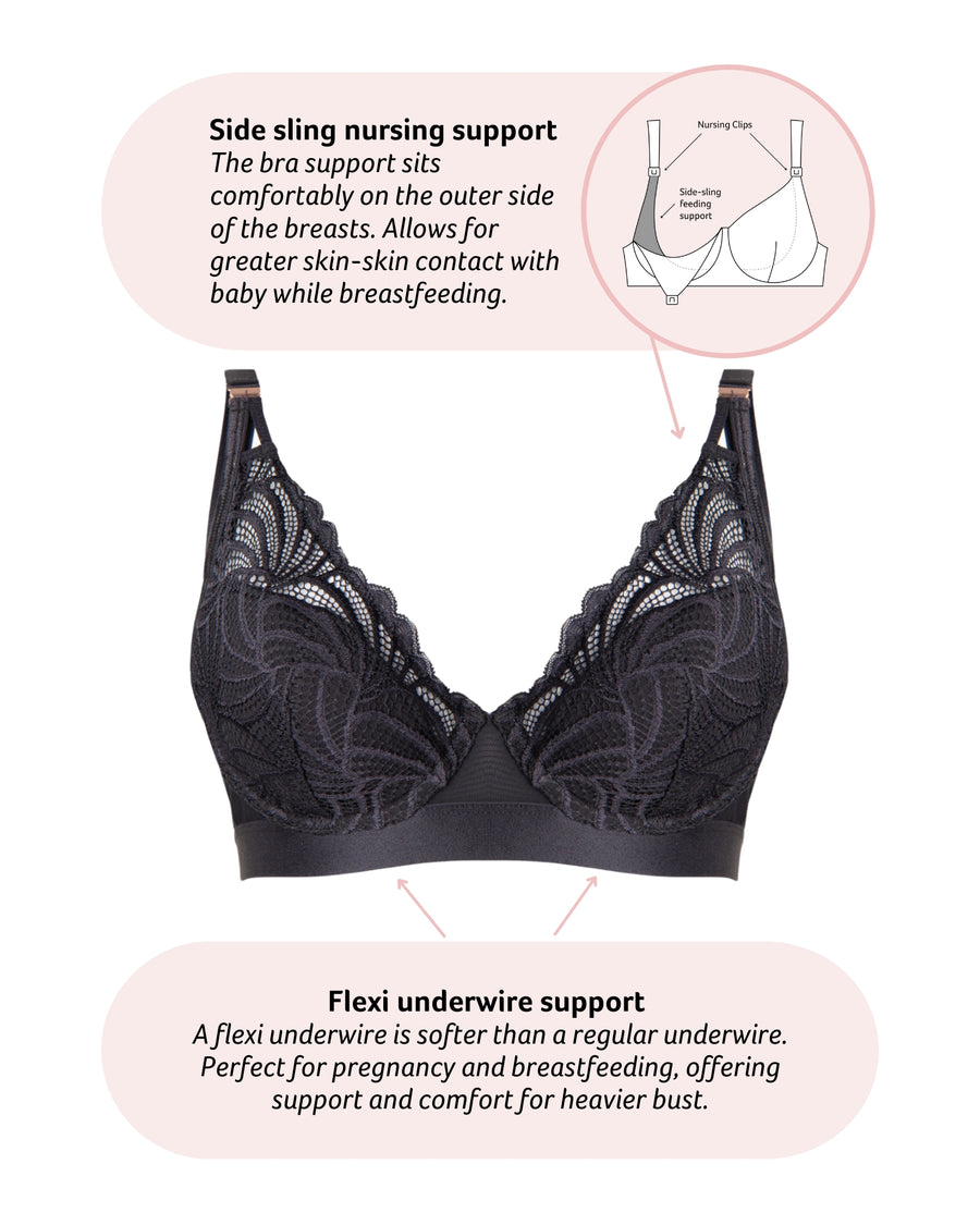 Technical Features of Warrior Plunge Contour with Flexi Underwire in Black 
