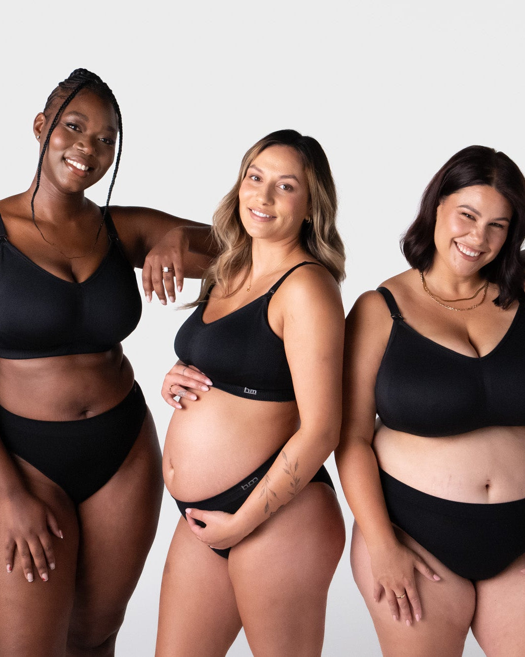 Hotmilk My Everyday FlexFit Nursing Bra in Black Busty – three-quarter view, recycled nylon nursing bra with full cup support