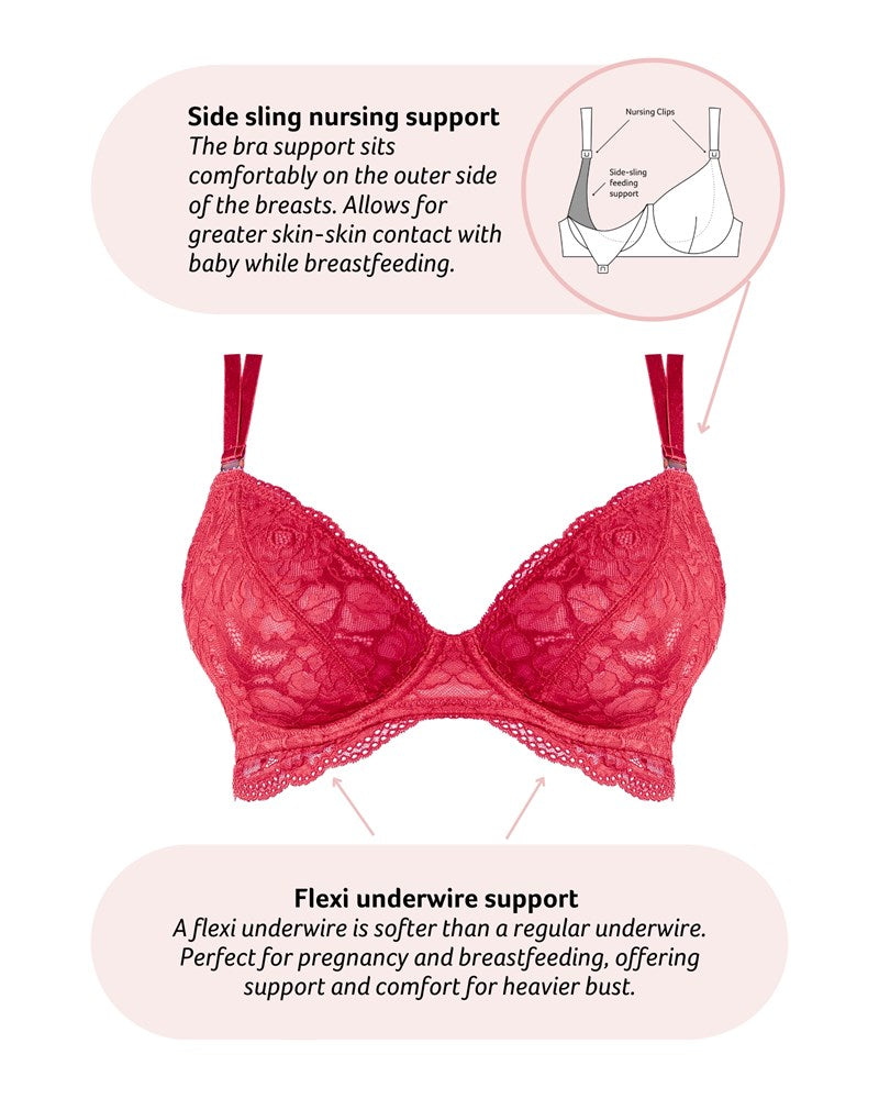 Heroine Plunge Nursing Bra - Scarlet Red