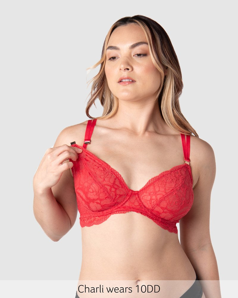 Nursing clip of Heroine Plunge Nursing Bra - Scarlet Red
