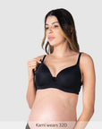 Hotmilk Forever Yours T-Shirt Nursing Bra in Black – nursing clip detail, easy one-handed breastfeeding access