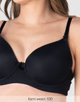 Hotmilk Forever Yours T-Shirt Nursing Bra in Black – back view, supportive flexi underwire maternity bra