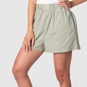 Hotmilk Australia's latest addition to their loungewear collection: the 'Lounge Short in Sage.' Made from a luxurious linen blend, this lounge short not only exudes style but also provides unparalleled comfort. The serene Sage color is an ideal choice for your moments of relaxation. With its soft and stretchy waistband, these shorts are expertly designed to ensure maximum comfort during your leisure time. Elevate your lounging experience with our Sage Lounge Short
