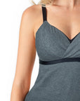 Projectme nursing camisole in grey marle cotton, perfect for breastfeeding or while pregnant